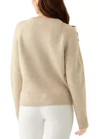 Petite Embellished Long Sleeve Crew Neck Sweater