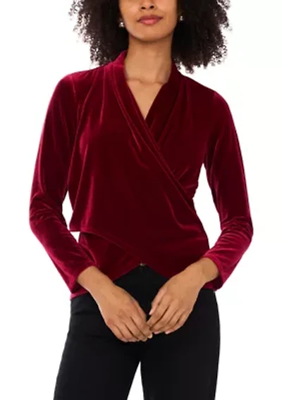 Petite Long Sleeve Wrap Top