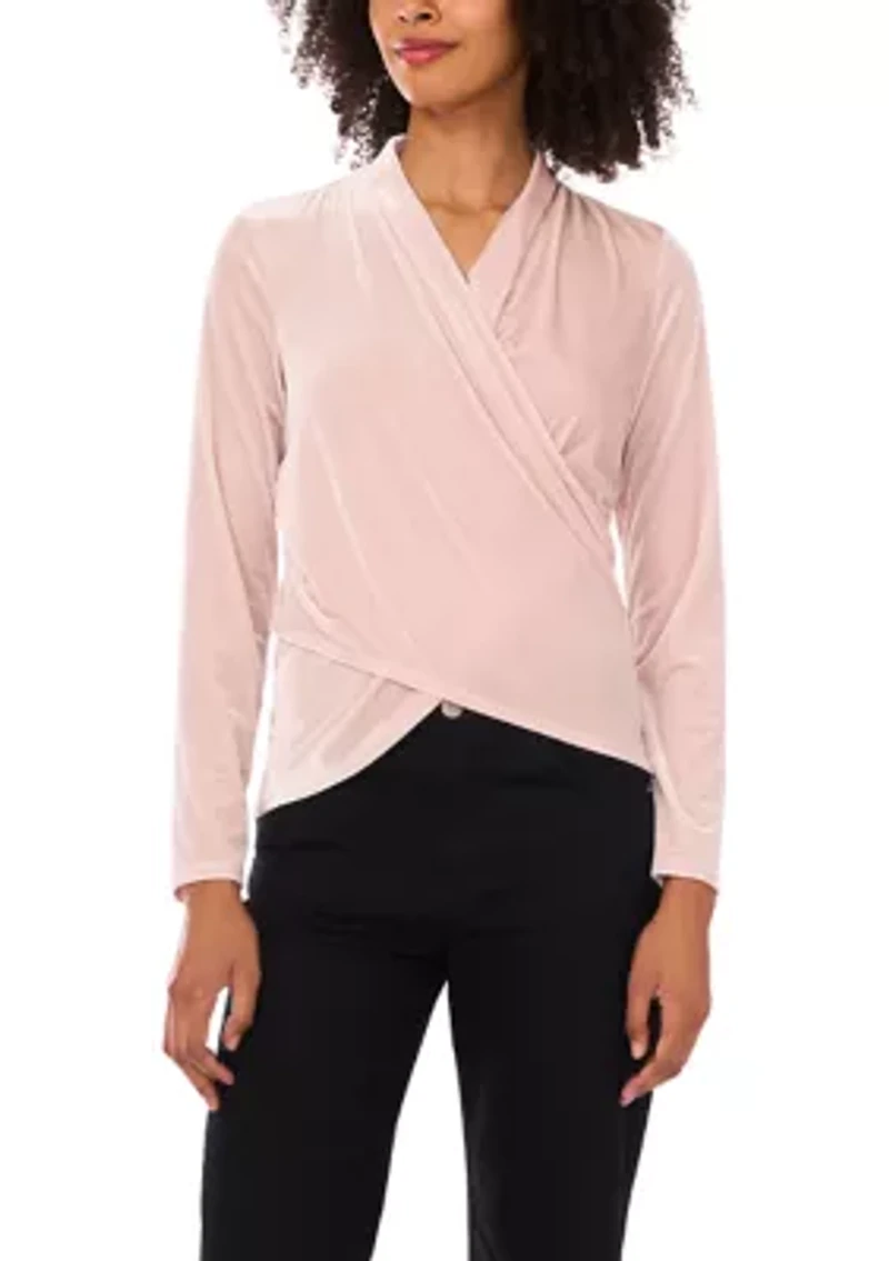 Petite Long Sleeve Wrap Top