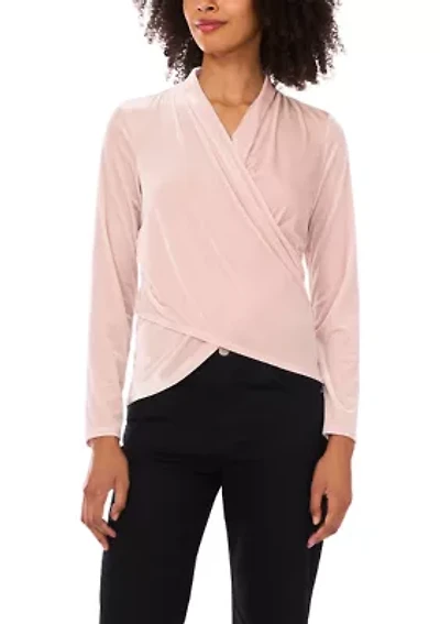 Petite Long Sleeve Wrap Top