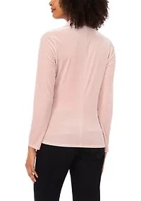 Petite Long Sleeve Wrap Top