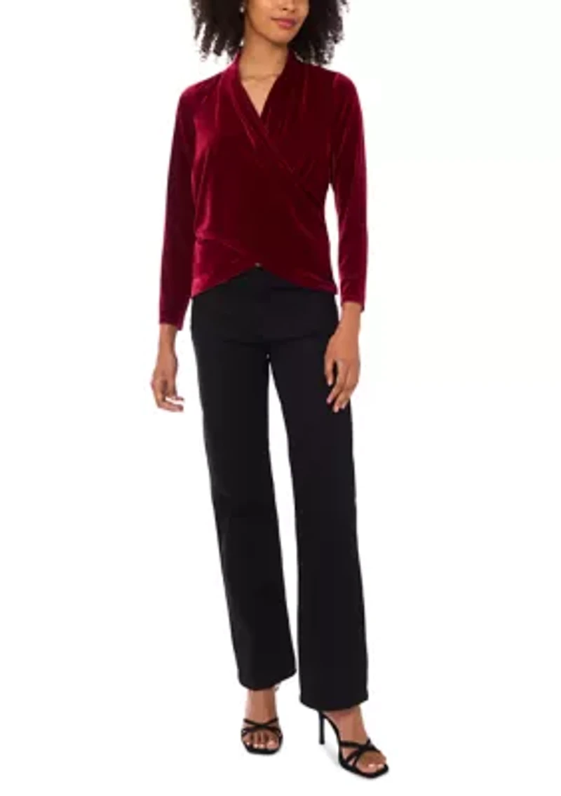 Petite Long Sleeve Wrap Top