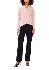 Petite Long Sleeve Wrap Top