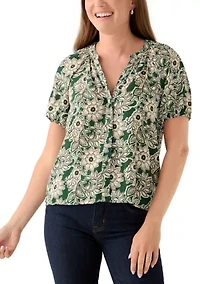 Petite 3/4 Sleeve Button Down Top