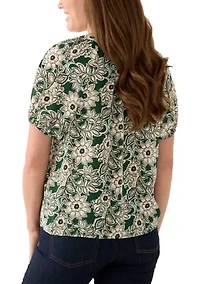 Petite 3/4 Sleeve Button Down Top