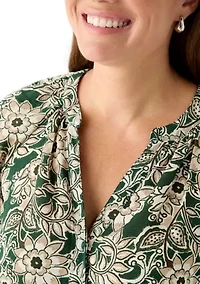 Petite 3/4 Sleeve Button Down Top