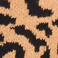 Petite Long Sleeve Tipped Leopard Sweater