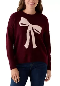 Petite Burgundy Bow Sweater