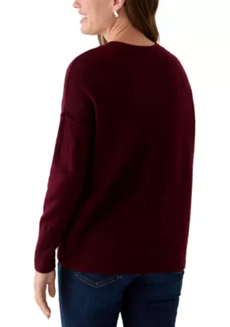 Petite Burgundy Bow Sweater