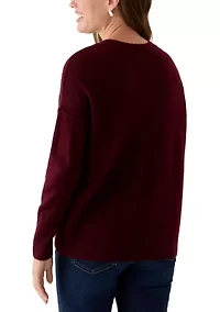 Petite Burgundy Bow Sweater