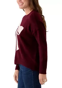 Petite Burgundy Bow Sweater