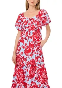 Petite Puff Sleeve Maxi Dress