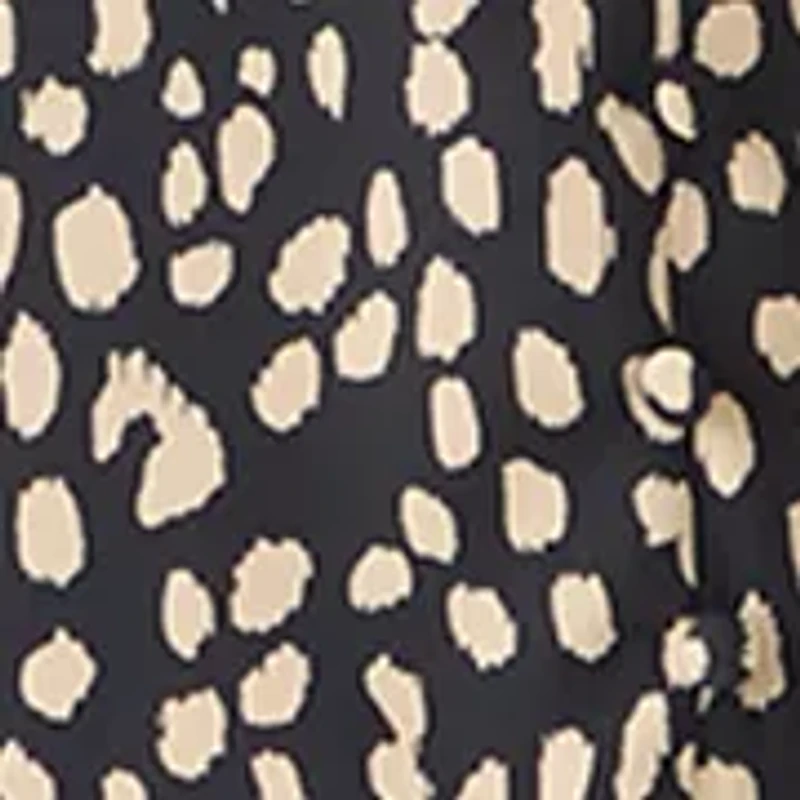 Petite Long Sleeve Animal Print V-Neck Button Down Dress