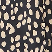 Petite Long Sleeve Animal Print V-Neck Button Down Dress