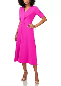 Petite Elbow Sleeve Midi Dress