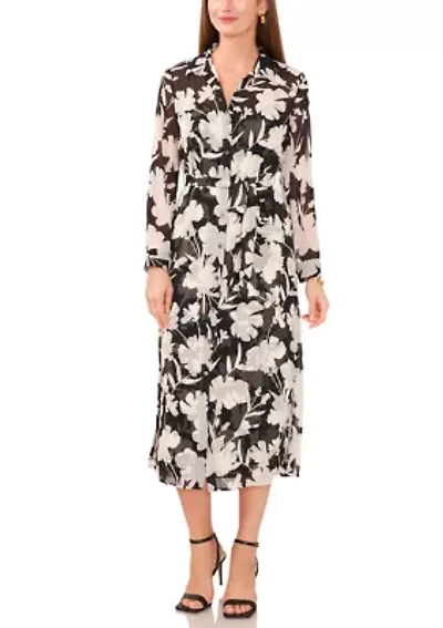 Petite Tie Waist Printed Maxi Dress