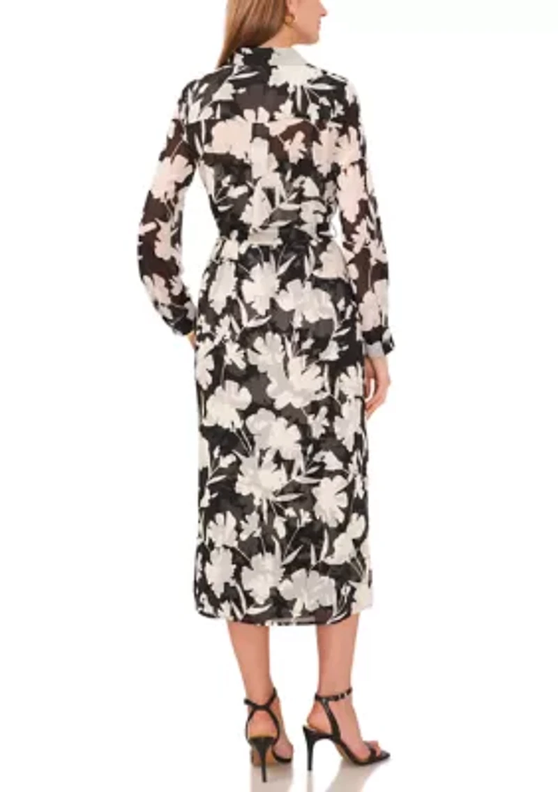 Petite Tie Waist Printed Maxi Dress