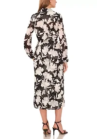 Petite Tie Waist Printed Maxi Dress