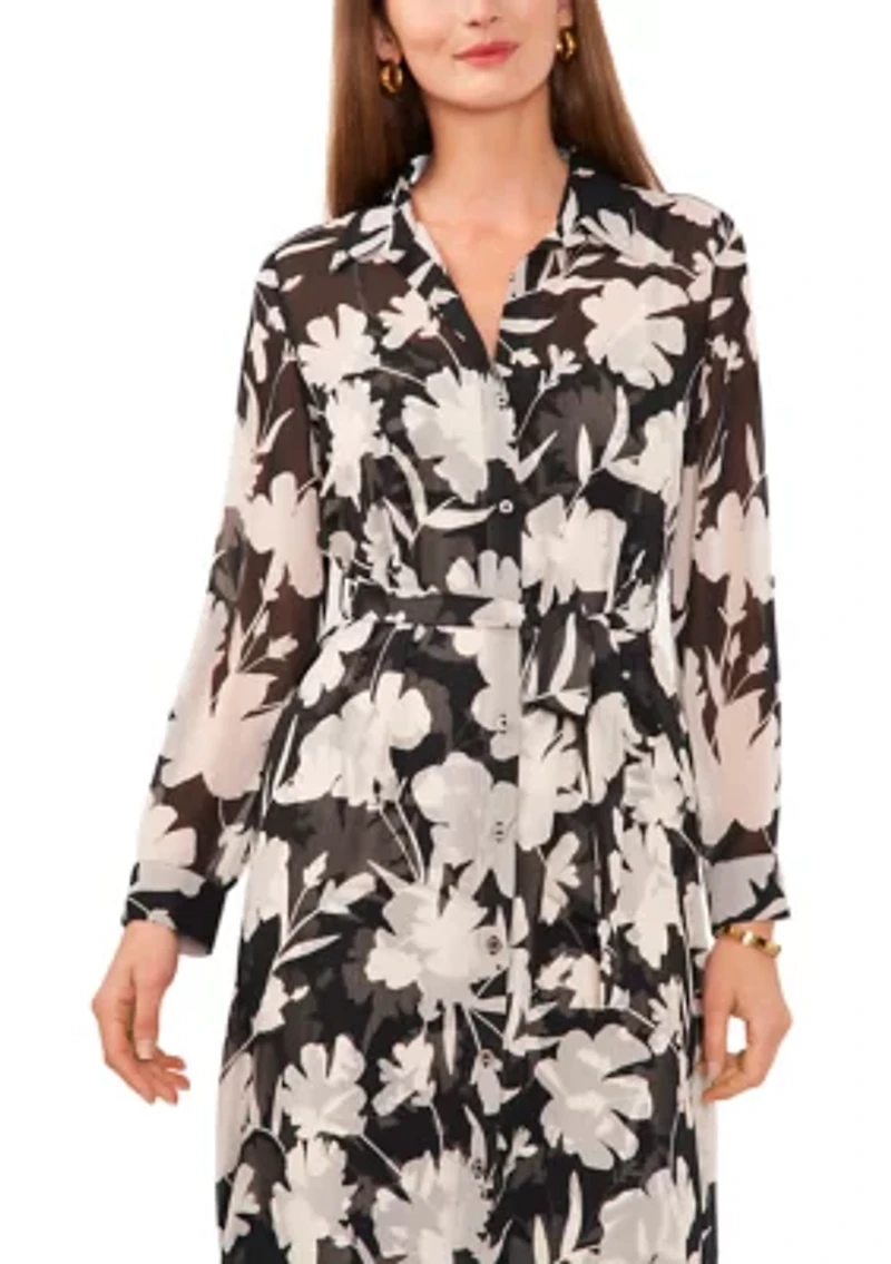 Petite Tie Waist Printed Maxi Dress