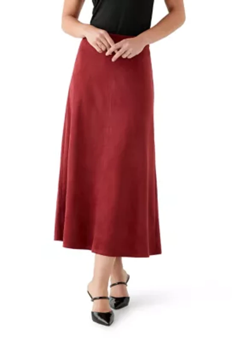 Petite Faux Suede A-Line Maxi Skirt