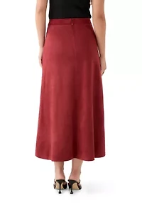 Petite Faux Suede A-Line Maxi Skirt