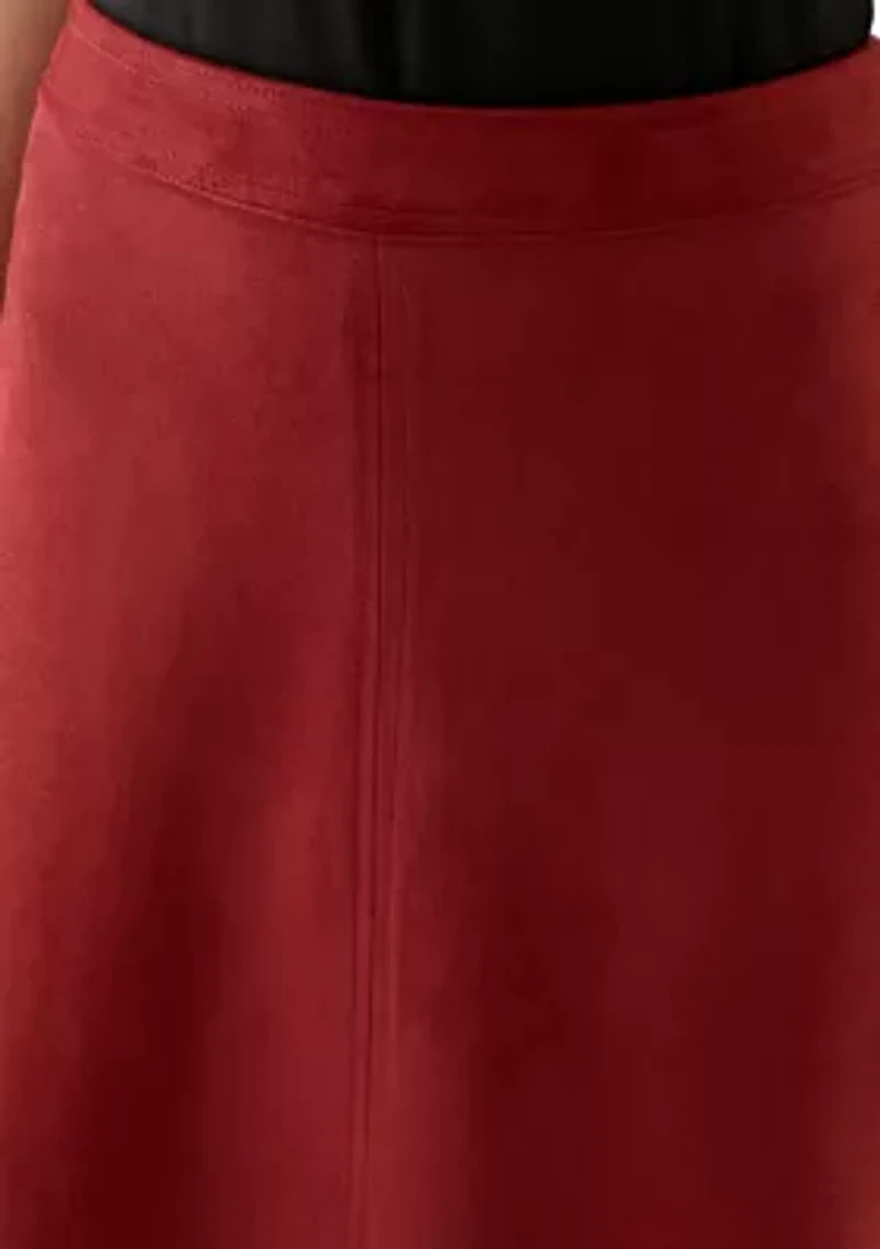 Petite Faux Suede A-Line Maxi Skirt