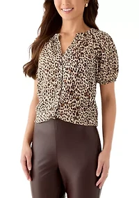 Petite 3/4 Sleeve Button Down Top