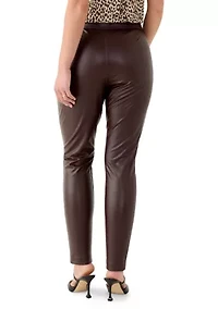 Petite Faux Leather Pull On Pants