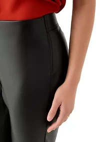 Petite Faux Leather Pull On Pants