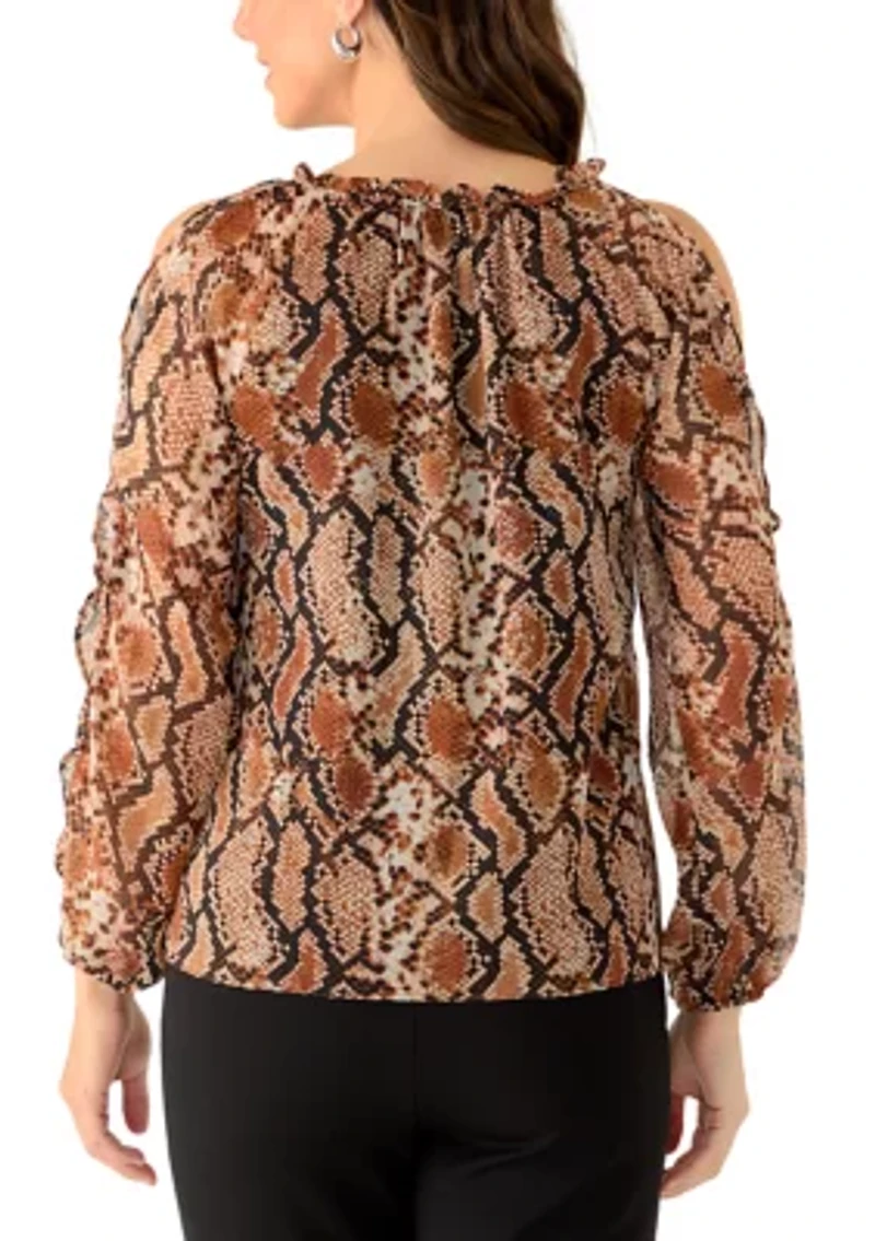 Women's Cold Shoulder Ruffle Top