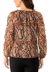 Women's Cold Shoulder Ruffle Top