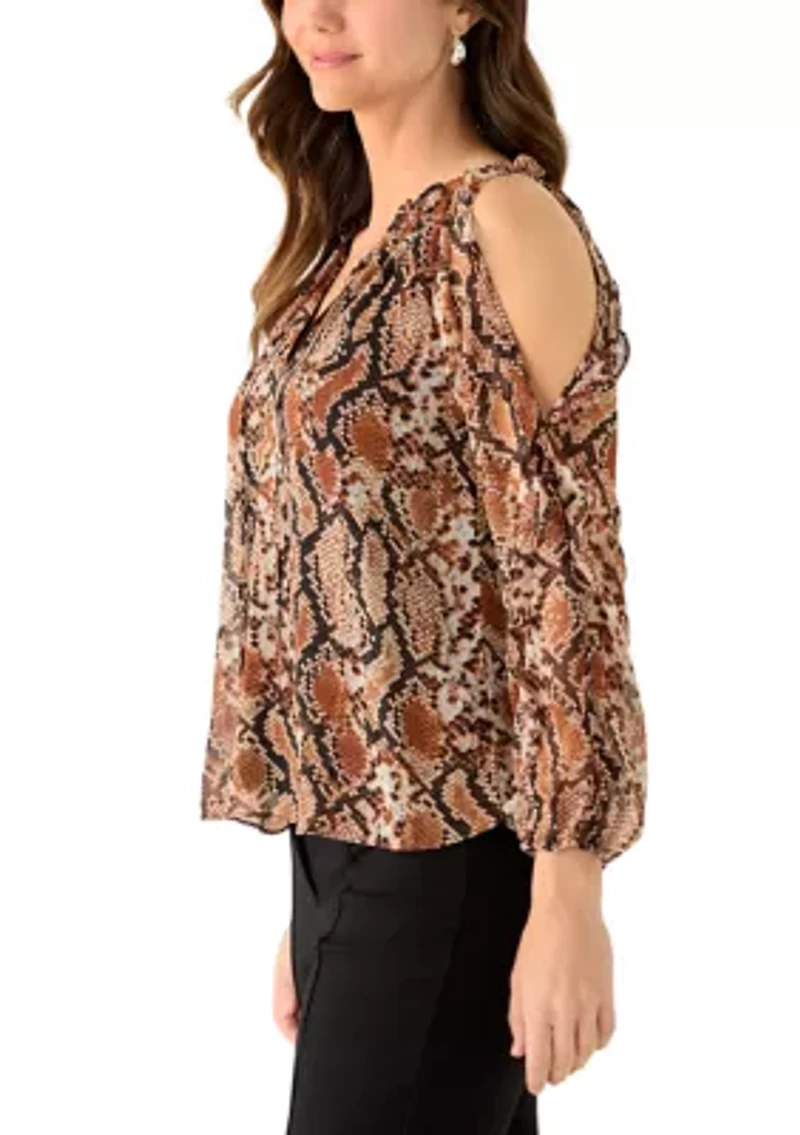 Women's Cold Shoulder Ruffle Top