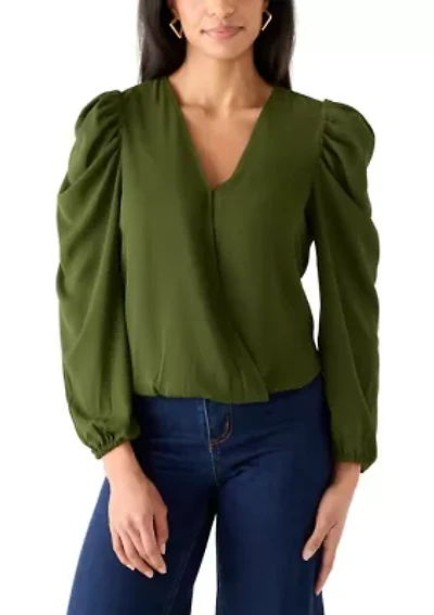Women's Surplus Long Sleeve Puff Shoulder Blouse