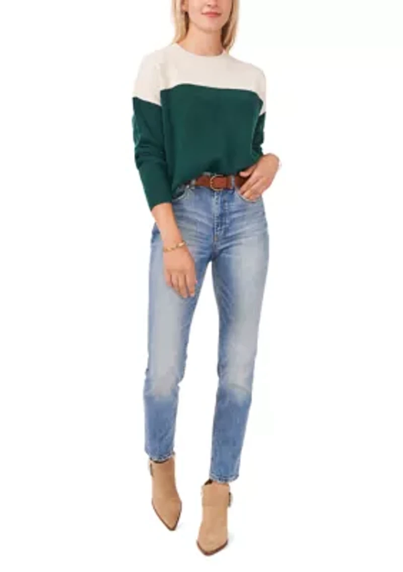 Petite Cozy Color Block Sweater