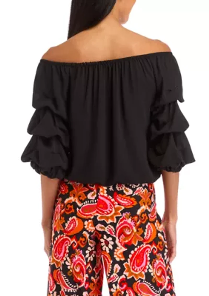 Petite Off the Shoulder Cha Sleeve Blouse