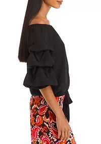 Petite Off the Shoulder Cha Sleeve Blouse