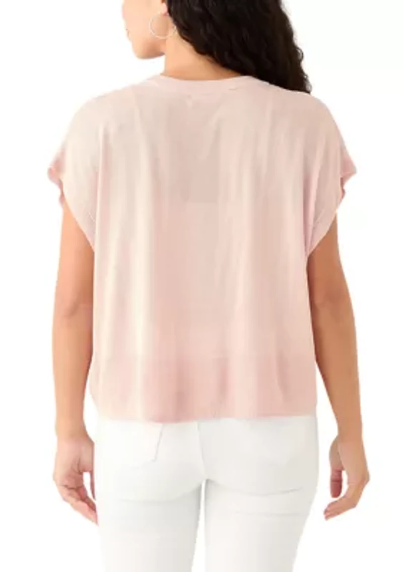 Petite Cap Sleeve Crew Neck Sweater