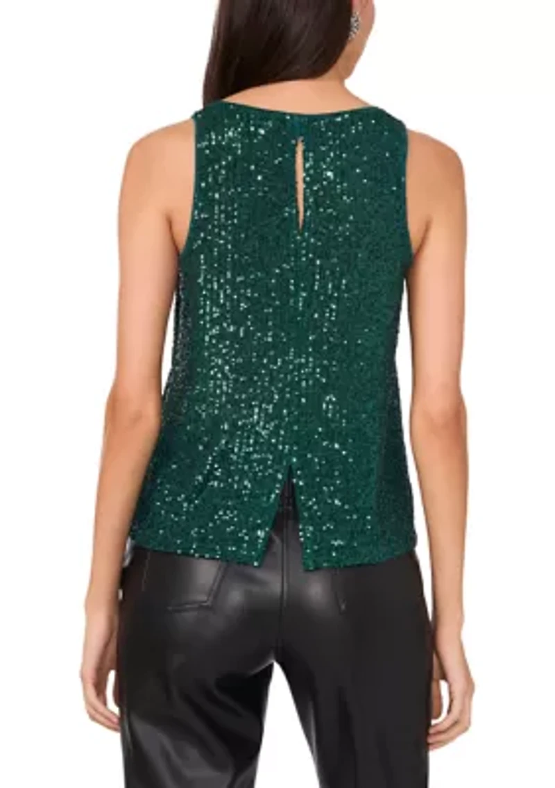Petite Sequin Keyhole Back Tank