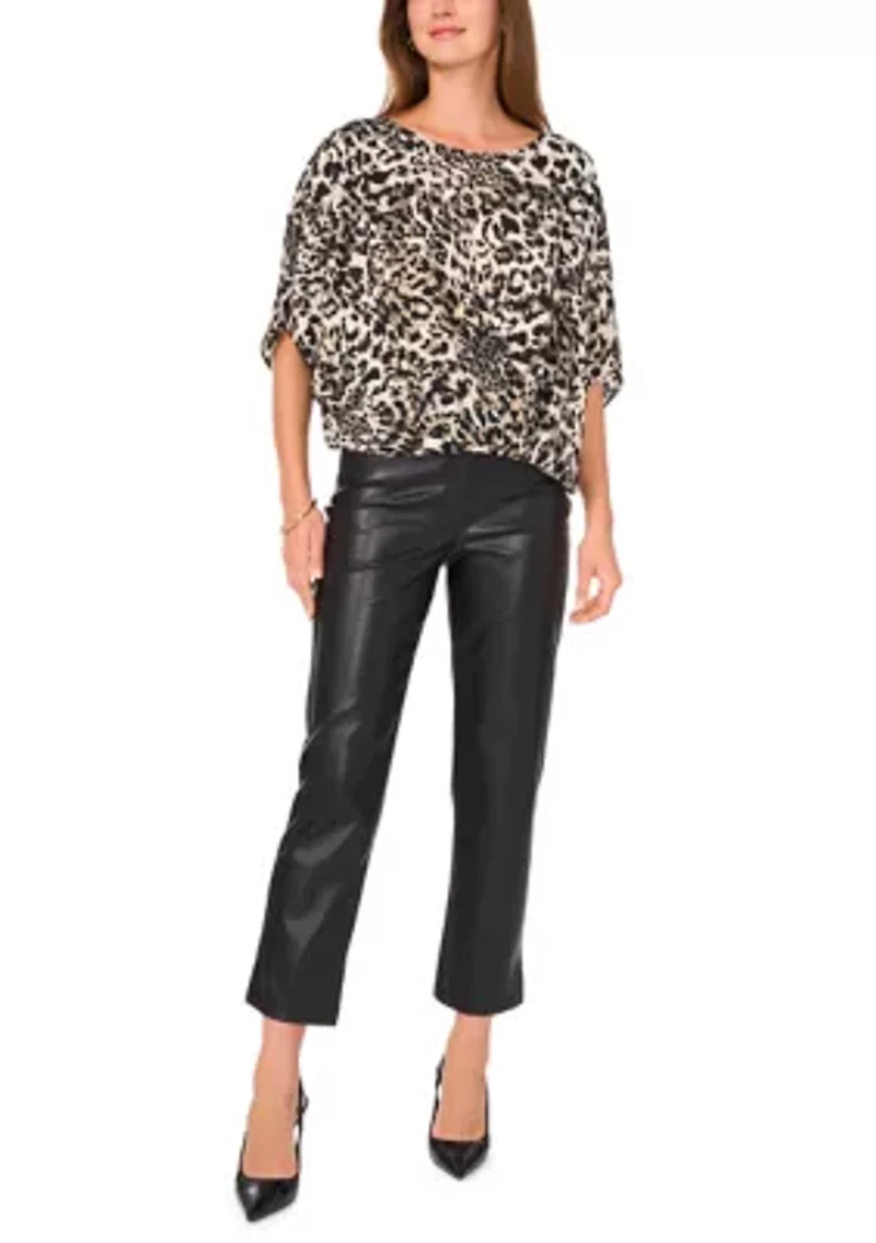 Women's Hi Low Leopard Print Blouse