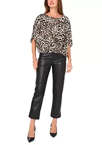 Women's Hi Low Leopard Print Blouse