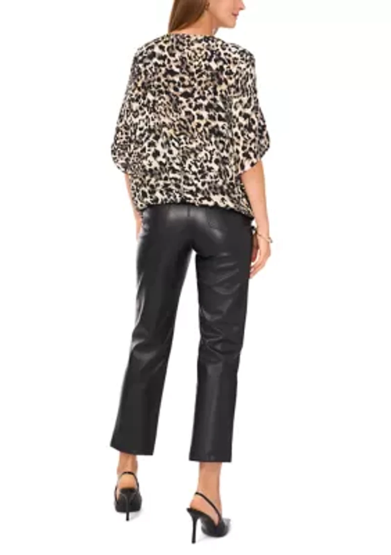 Women's Hi Low Leopard Print Blouse
