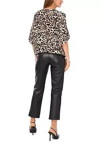 Women's Hi Low Leopard Print Blouse