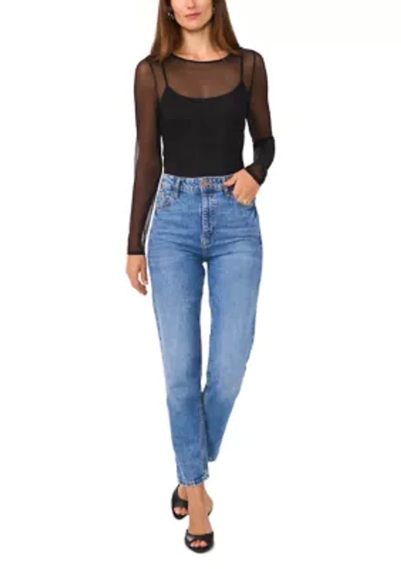 Women's Solid Mesh Top