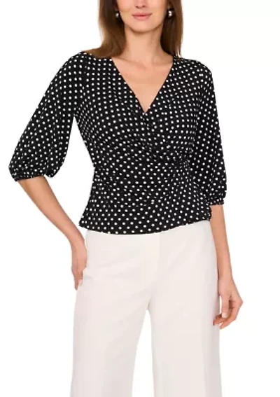 Petite 3/4 Sleeve V-Neck Top