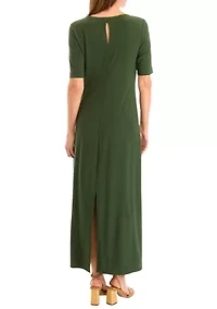 Women's Elbow Sleeve Solid Maxi Dress