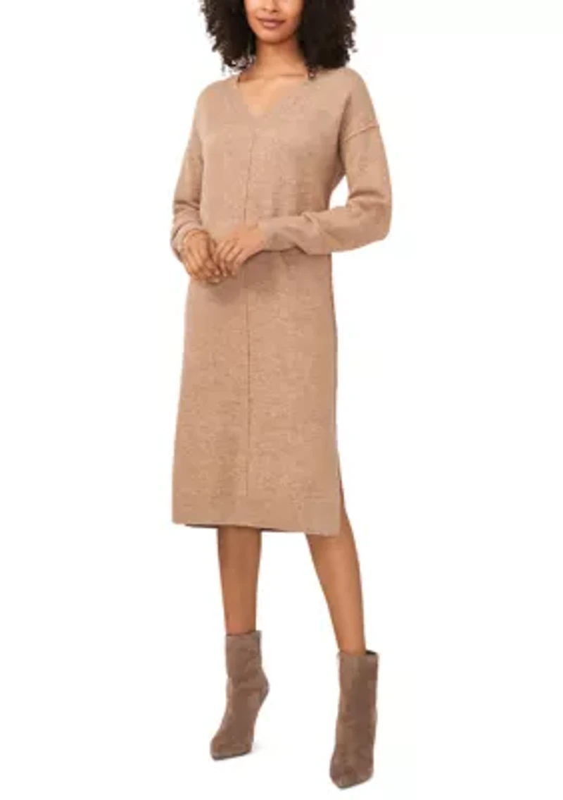 Women's Drop Shoulder Sweater Midi Dress