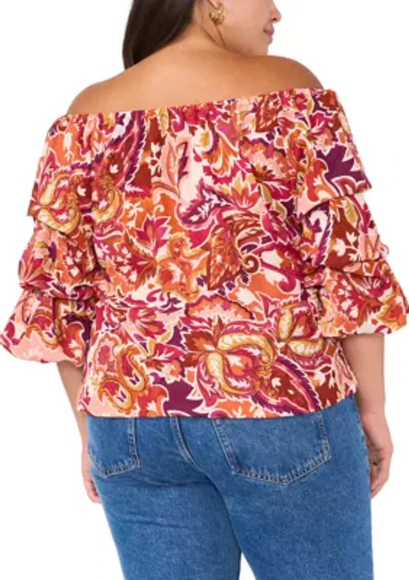 Plus Off the Shoulder Puff Sleeve Top