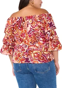 Plus Off the Shoulder Puff Sleeve Top