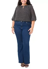 Plus Keyhole 3/4 Sleeve Blouse