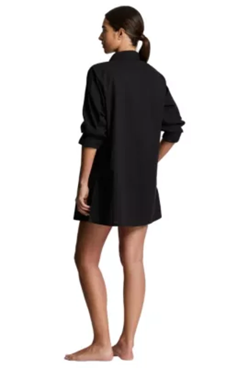 Logo Embroidered Shirt Cover Up